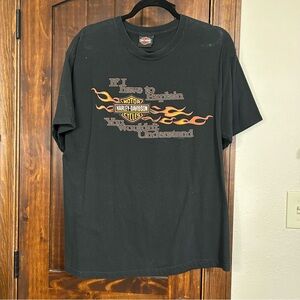 Harley-Davidson Black Tee with Flame Graphics